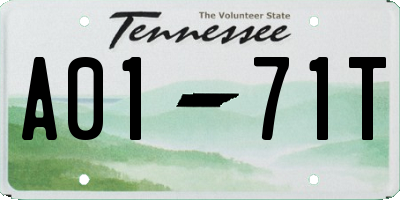 TN license plate A0171T
