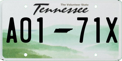 TN license plate A0171X