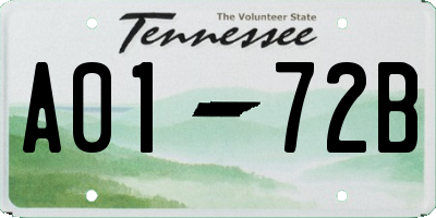 TN license plate A0172B
