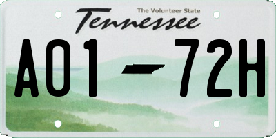 TN license plate A0172H