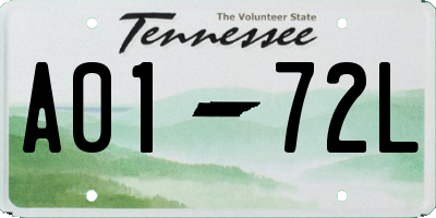 TN license plate A0172L