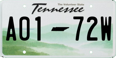 TN license plate A0172W