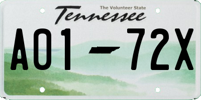 TN license plate A0172X