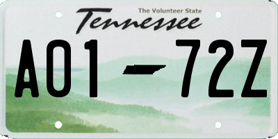TN license plate A0172Z