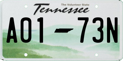 TN license plate A0173N