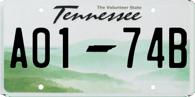 TN license plate A0174B
