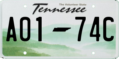 TN license plate A0174C