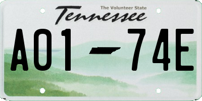 TN license plate A0174E