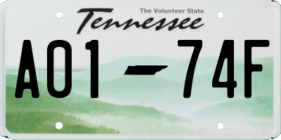 TN license plate A0174F