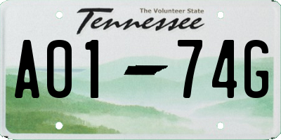 TN license plate A0174G