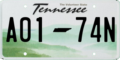 TN license plate A0174N