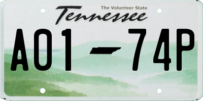 TN license plate A0174P