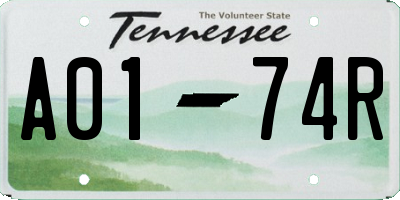 TN license plate A0174R