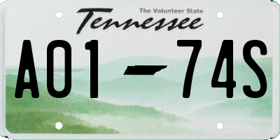 TN license plate A0174S