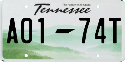 TN license plate A0174T