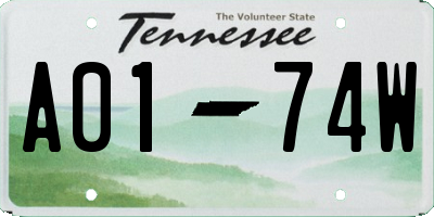 TN license plate A0174W