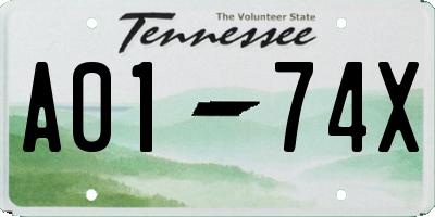 TN license plate A0174X