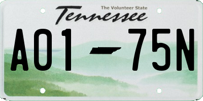 TN license plate A0175N