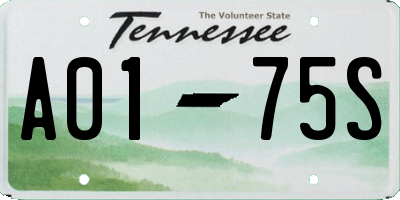 TN license plate A0175S