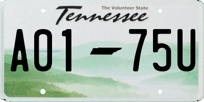 TN license plate A0175U