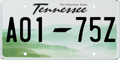 TN license plate A0175Z