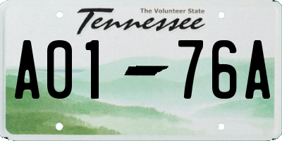 TN license plate A0176A