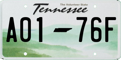 TN license plate A0176F