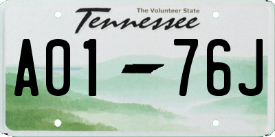 TN license plate A0176J