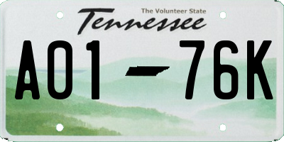 TN license plate A0176K