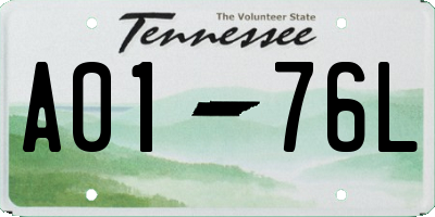 TN license plate A0176L