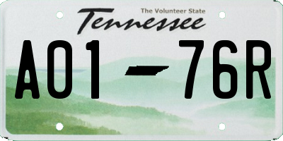 TN license plate A0176R