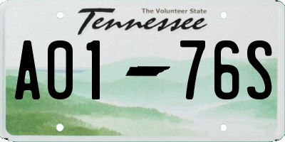 TN license plate A0176S