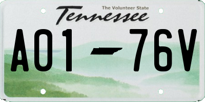 TN license plate A0176V