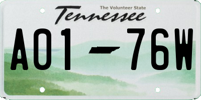 TN license plate A0176W