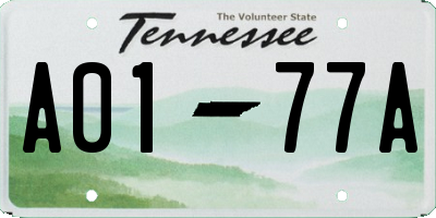 TN license plate A0177A
