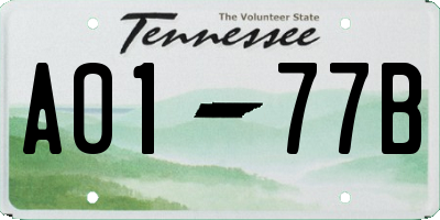 TN license plate A0177B