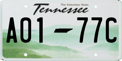 TN license plate A0177C