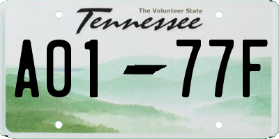 TN license plate A0177F