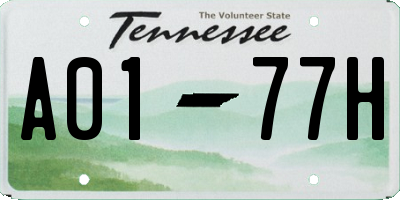 TN license plate A0177H