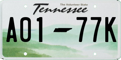 TN license plate A0177K