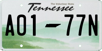 TN license plate A0177N