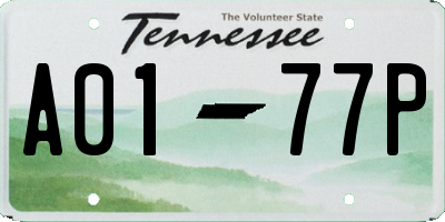 TN license plate A0177P