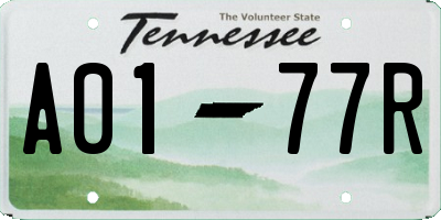 TN license plate A0177R