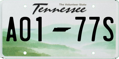 TN license plate A0177S