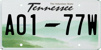 TN license plate A0177W