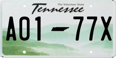 TN license plate A0177X