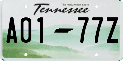 TN license plate A0177Z