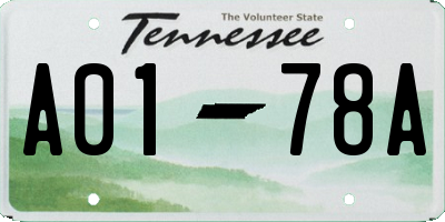 TN license plate A0178A