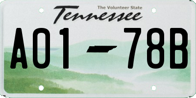 TN license plate A0178B