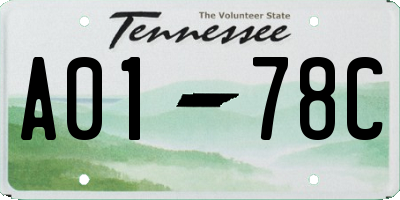 TN license plate A0178C